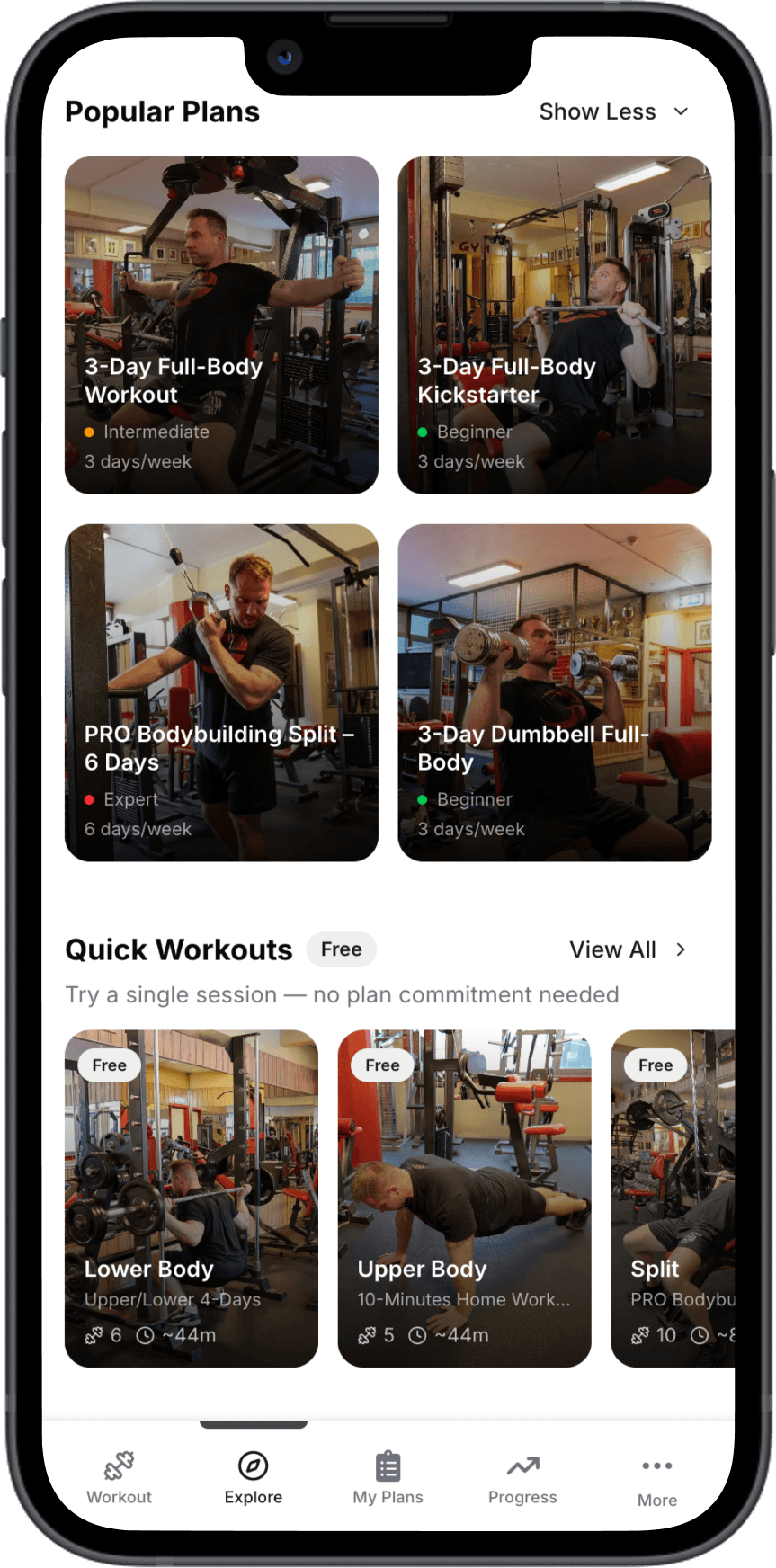 Workout library with training plans for every level
